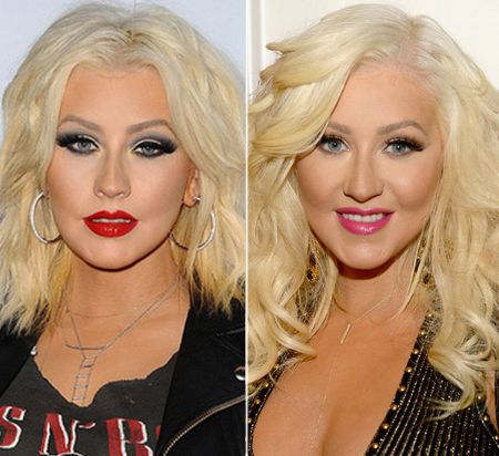 Before and After shot of Christina Aguilera 